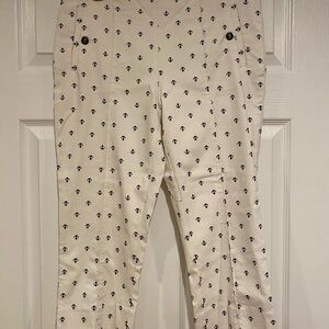 Renuar Women's Nautical Anchor Print Pants - Cream and Black